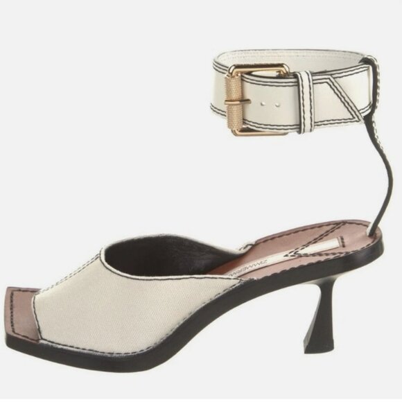 Zimmermann Leather and Canvas Ankle Strap Sandals - Picture 1 of 8